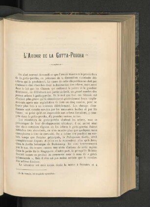 L'Avenir De La Gutta-Percha.
