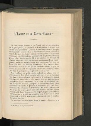L'Avenir De La Gutta-Percha.