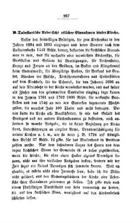 Beilage: B. Tabellarische Uebersicht etlicher Einnahmen dieser Kirche
