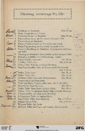 Dienstag, vormittags 9 ½ Uhr (Nr. 1 - 189)