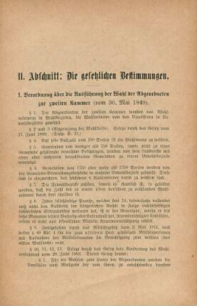 II. Abschnitt. Die gesetzlichen Bestimmungen