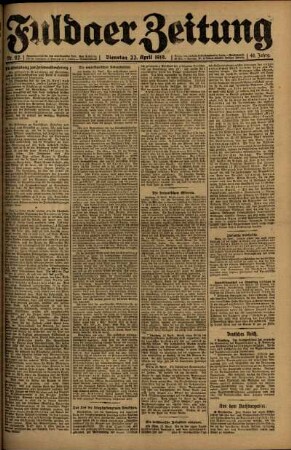 Ausgabe vom Dienstag, den 22. April 1919.