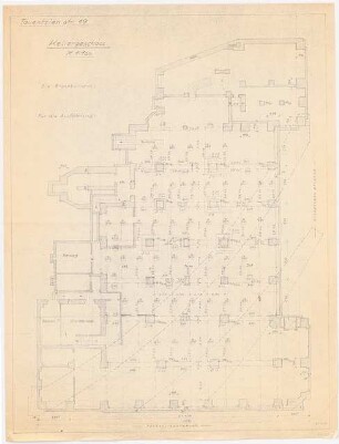 Geschäftshaus und Kino Tauentzienstraße 19-19a, Berlin-Schöneberg: Umbau des Kinos zum Kaufhaus: Grundriss KG 1:100