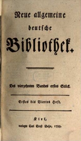 Neue allgemeine deutsche Bibliothek. 14. 1795