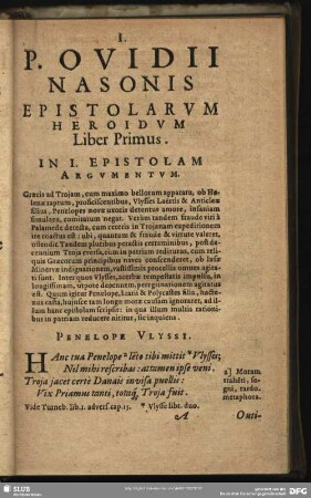 P. Ovidii Nasonis Epistolarum Heroidum Liber Primus