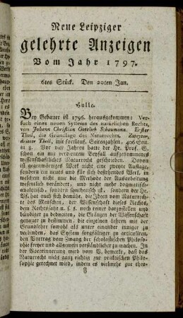 6tes Stück. Den 20ten Jan.