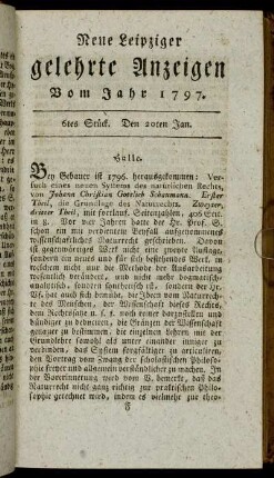 6tes Stück. Den 20ten Jan.
