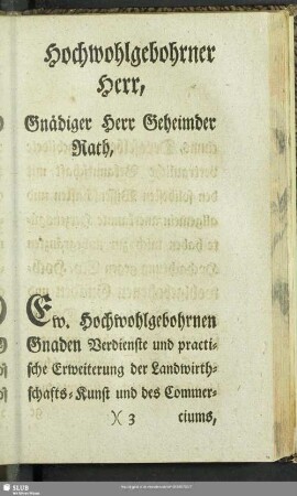 Hochwohlgebohrner Herr, Gnädiger Herr Geheimder Rath