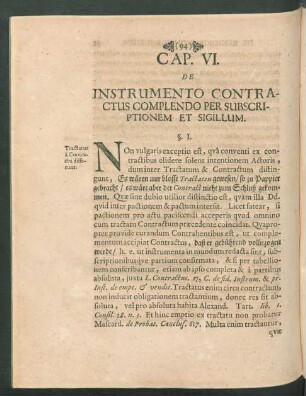 Cap. VI. De Instrumento Contractus Complendo Per Subscriptionem Et Sigillum.