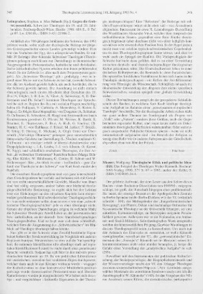 345-346 [Rezension] Gegen die Gottvergessenheit
