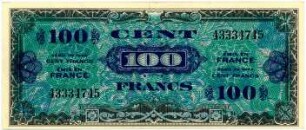 Geldschein, 100 Francs (FRF), 1944