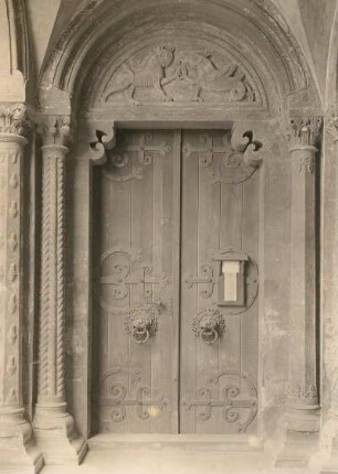 Doppelportal der Stiftskirche Wechselburg : Doppelportal der Vorhalle am nördlichen Seitenschiff, linkes Portal