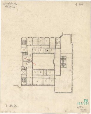 Fischer, Theodor; Würzburg, Münsterplatz; Sparkasse - Grundriss 2. OG