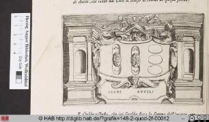 [Banderole flankiert von Architekturelementen]