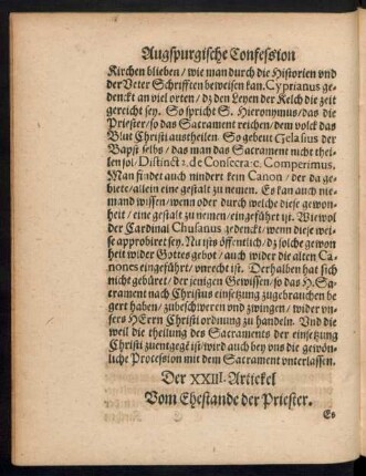 Der XXIII. Artickel Vom Ehestande der Priester.