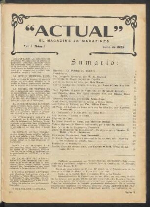 1929,1,1: vol. 1, núm. 1 (julio de 1929)