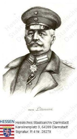 Litzmann, Karl v. (1850-1936) / Porträt in Uniform, linksvorblickendes Brustbild