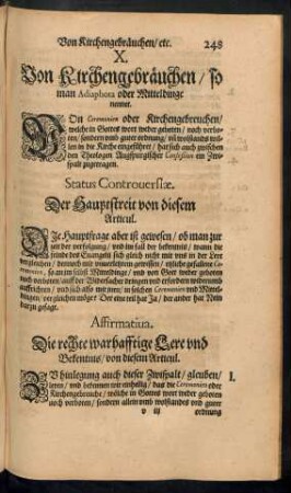 X. Von Kirchengebräuchen/ so man Adiaphora oder Mitteldinge nennet.