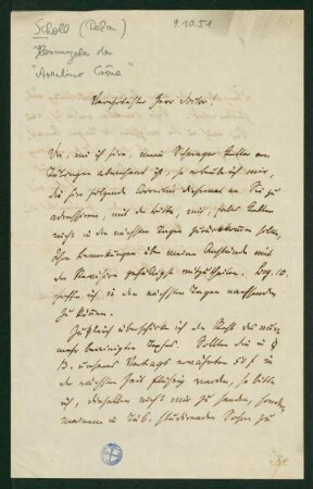 Brief vom 9. Oct. 1851