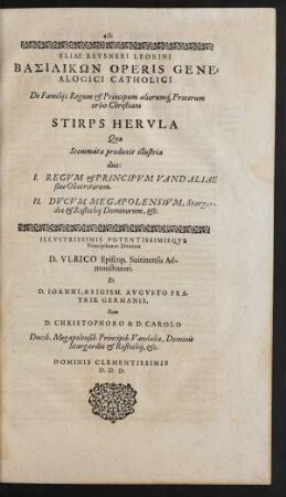[Pars VII.] De Familiis Regum ... Stirps Herula ...
