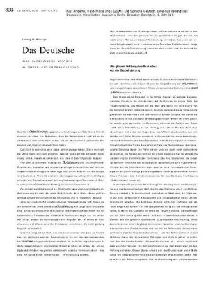 Das Deutsche : eine europäische Sprache in Zeiten der Globalisierung