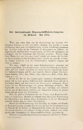 Brennende Fragen zum Bau und Betrieb der Wasserstrassen : nach den Ergebnissen auf dem Ersten Internationalen Binnenschiffahrts-Congress zu Brüssel