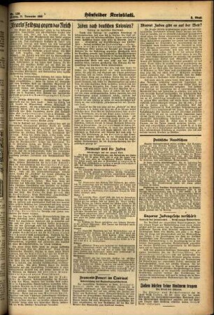 Zweite Ausgabe vom Montag, den 21. November 1938.