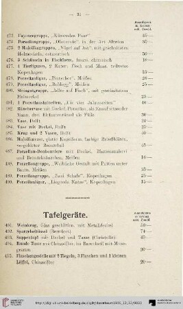 Tafelgeräte (Nr. 491-509)