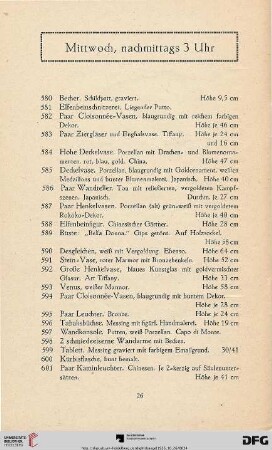 Mittwoch, nachmittags 3 Uhr (Nr. 580 - 830)