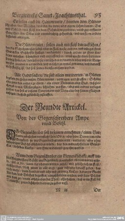 Der Neundte Artickel. Von des Gegenschreibers Ampt unnd Befehl.