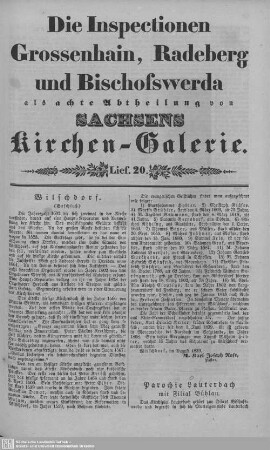 Wilschdorf (Beschluß), Parochie Lauterbach, Filial Bühlau, Riesa : 20. Lieferung