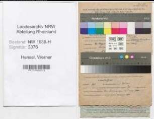 Entnazifizierung Werner Hensel , geb. 25.08.1918 ()