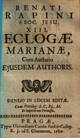 XIII eclogae Marianae : cum auctario eiusdem authoris
