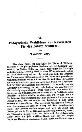 Pädagogische Vorbildung der Kandidaten für das höhere Schulamt