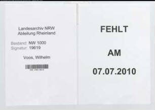 Entnazifizierung Wilhelm Voos, geb. 00.00.0000 ()