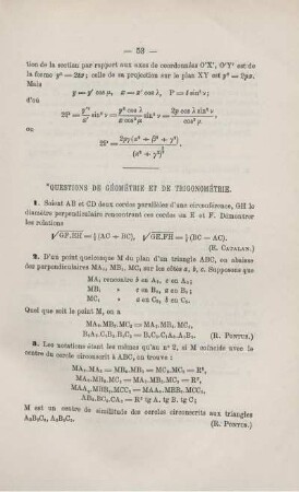 QUESTIONS DE GÉOMÉTRIE ET DE TRIGONOMÉTRIE.