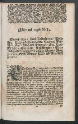 Abdanckungs-Rede