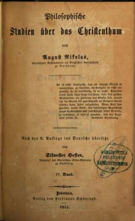 Philosophische Studien über das Christenthum, 4