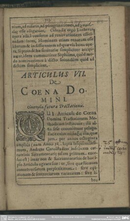 Articulus VII. De Coena Domini