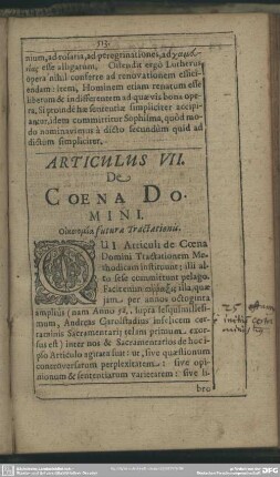 Articulus VII. De Coena Domini