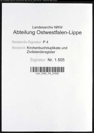 Kirchenbuchduplikate der katholischen Gemeinde (T 1779-1807). (Gemeinde: Benninghausen, katholische Gemeinde)