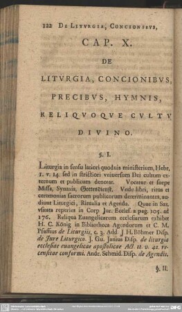 Cap. X. De Liturgia, Concionibus, Precibus, Hymnis, Reliquoque Cultu Divino