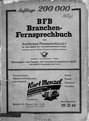 1963/1964: Amtliches Fernsprechbuch für den Bezirk der Landespostdirektion Berlin