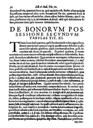 De Bonorvm Possessione Secvndvm Tabvlas Tit. XI.