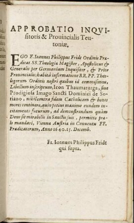 Approbatio Inquisitoris & Provincialis Teutoniæ.