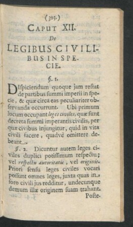 Caput XII. De Legibus Civilibus In Specie.