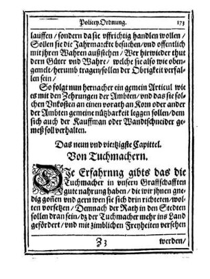 Cap. 49. Von Tuchmachern.