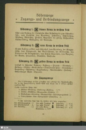 Höhenwege, Zugangs- und Verbindungswege