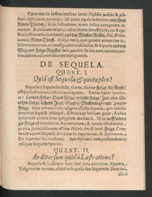 Quaest. I. Quid est Sequela & quotuplex?