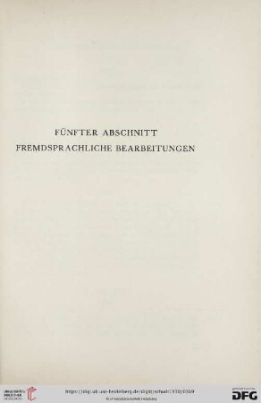 Fünfter Abschnitt. Fremdsprachliche Bearbeitungen
